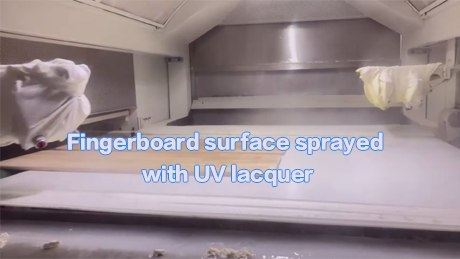 Fingerboard surface sprayed with UV lacquer
