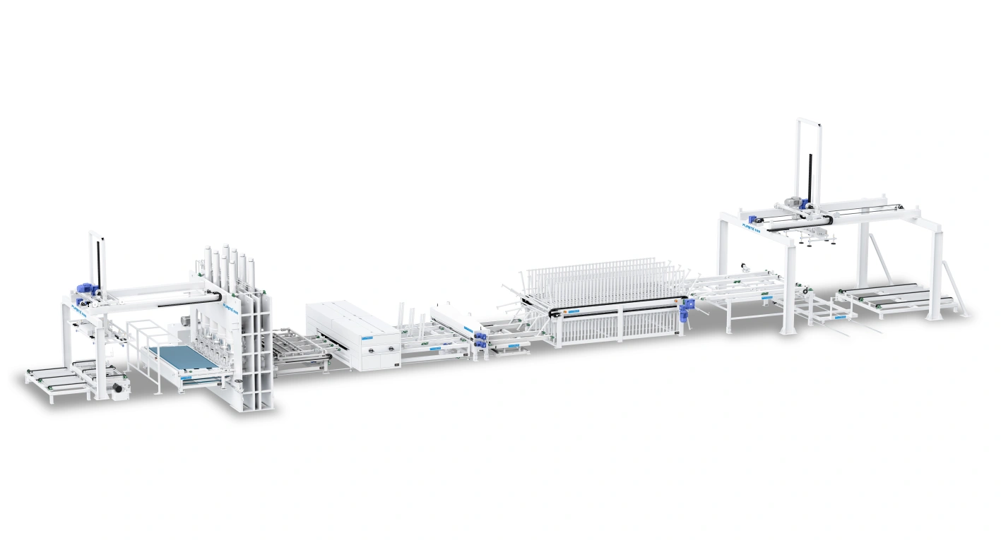 PURETE short-cycle press production line for decorative panel pressing and automated handling